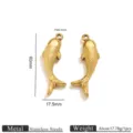Stainless steel 18K gold koi fish pendant DIY jewelry making accessory charm 60x17.5mm 1pc - Double-sided Koi (Large) / 1 Piece/Pack / Gold
