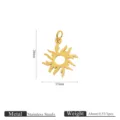 Stainless steel sun pendant DIY jewelry charm accessory 20x15mm gold tone metal components - Sun Pendant (JC595) / Gold