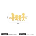 Pendentif silhouette de famille en acier inoxydable accessoire de bijoux DIY or 1pc - Famille de Quatre à Double Trou (JC426G11) / 26x12mm / Or