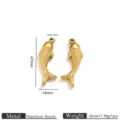 Stainless steel 18K gold plated koi fish pendant DIY jewelry making accessory charm. - Double-sided Koi (Medium) / 1 Piece/Pack / Gold