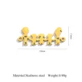 Pendentif charme de famille en acier inoxydable connecteur bijoux DIY pour bracelet collier - Famille Main dans la Main à Double Trou (JC426G18) / 29x11mm / Or