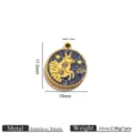 Stainless Steel 18K Gold Plated Zodiac Round Pendant DIY Necklace Bracelet Charm - Taurus