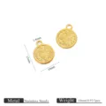 Stainless steel Saint Benedict medal charm, gold finish pendant for DIY jewelry making. - 8mm Single Hole Medal (Z1217AG8) / Gold