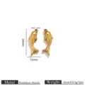 Stainless steel 18K gold plated koi fish pendant DIY jewelry making accessories charm - Double-sided Koi (Small) / 1 Piece / Gold
