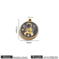 Stainless steel Scorpio zodiac pendant round charm with rhinestones for DIY necklace making - Scorpio