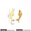 Stainless steel koi fish charm pendant DIY jewelry accessory gold color fish 47x14mm 1pc - Single-sided Koi (Medium) / 1 Piece / Gold