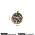 Stainless steel Sagittarius zodiac pendant with blue enamel and rhinestones, 15mm. - Sagittarius