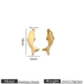 Stainless Steel Koi Fish Pendant Charm Gold Color DIY Jewelry Accessory 35x12mm 3.14g - Single-sided Koi (Small) / 1 Piece / Gold