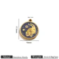 Stainless steel Capricorn zodiac pendant with blue enamel and crystal rhinestones for DIY jewelry. - Capricorn