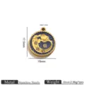 Stainless steel zodiac round pendant with rhinestone DIY charm necklace accessory 15mm - Aquarius