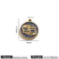 Stainless steel zodiac pendant charm with blue enamel and crystal rhinestones for DIY. - Pisces