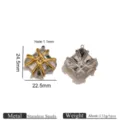 Pendentif rétro bicolore en acier inoxydable, accessoire de bijoux DIY charmant et géométrique. - Pendentifs tissés carrés bicolore or