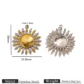 Pendentif soleil vintage bicolore en acier inoxydable accessoires bijoux DIY 1pc - Pendentifs soleil bicolores dorés