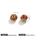 Stainless steel cloisonne hollow bead red enamel flower DIY bracelet necklace jewelry finding - Hollow Flower Spacer Bead / Red + White