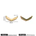 18K vergoldet edelstahl V-form gruener strass DIY schmuck verbinder anhaenger - V-Form Doppel-Loch Strass Verbinder (Grün) / Gold