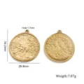 Stainless steel round pendant DIY jewelry making accessory with precise size specs. - Star Style / Gold