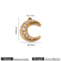 Edelstahl Halbmond Perlen Anhänger Charm, Retro DIY Schmuck Zubehör, 27.5x22.3mm - Goldfarbene Perlen-Mond-Anhänger