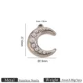 Edelstahl Halbmond Perlen Anhänger DIY Schmuck Zubehör, Größe 27,5x22,3mm für Halskette. - Stahlfarbene Perlen-Mond-Anhänger