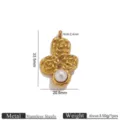 Edelstahl Rosen Kunstperle Anhänger 18K Vintage DIY Schmuck Zubehör Halskette Charm - Goldfarbene Perlen-Anhänger mit drei Blüten