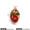 Pendentif masque d'opéra plaqué or 18K en acier inoxydable émail DIY collier accessoire bijoux - Masque Larme Rouge-Or (Z4736) / 30x17.5mm