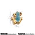 Stainless steel 18K gold plated blue enamel frog pendant charm for DIY jewelry crafting - Gold-Teal
