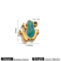 Stainless steel frog charm pendant with green enamel, 14x11.5mm DIY jewelry accessory. - Gold-Dark Green