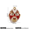 Acier inoxydable plaqué or 18K pendentif masque opéra de Pékin émail accessoire bijoux DIY - Masque Visage Peint Rouge-Blanc (Z4736)