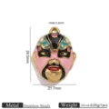Pendentif masque d'opéra de Pékin en acier inoxydable plaqué or 18K émail accessoire bijoux DIY - Masque Visage Peint Rose-Noir (Z4736)