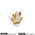 Stainless steel gold plated enamel frog pendant, cute DIY jewelry charm accessory for bracelet. - Gold-White