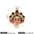 Pendentif masque d'opéra chinois plaqué or 18K en acier inoxydable accessoire bijoux DIY - Masque d'Opéra Rose-Or Perle Noire (Z4736)