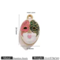 Pendentif masque en acier inoxydable plaqué or 18K émail pour la fabrication de bijoux DIY. - Masque Tricolore Blanc-Rose-Vert (Z4736)