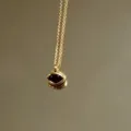 Gold-plated evil eye pendant necklace minimalist clavicle chain for daily commute - Black