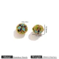 Stainless steel cloisonne flower spacer bead enamel loose bead for DIY jewelry making - Hollow Flower Spacer Bead / Royal Blue, Sky Blue and Green