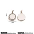 Stainless steel rhinestone round pendant blank DIY necklace jewelry making accessories - 21mm / Steel