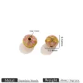 Stainless steel cloisonne spacer beads enamel flower charm DIY jewelry accessories - Hollow Flower Spacer Bead / Light Pink and Light Purple