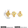 Chiusura magnetica a trifoglio in acciaio inossidabile dorato variante gioiello 15.8x10.4mm - Stile Floreale in Rilievo / Oro