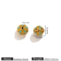 Stainless steel enamel hollow flower spacer beads for jewelry making DIY craft parts. - Hollow Flower Spacer Bead / Orange and Sky Blue