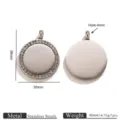 Stainless steel rhinestone round pendant DIY necklace jewelry accessory component 30mm - 30mm / Steel