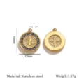 Stainless steel vintage round rhinestone medal pendant DIY jewelry making accessory - Pendant Only (Without Chain) / 15x12mm / Golden Round Rhinestone Medal - Blue