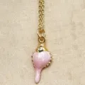 Gold chain pink enamel conch pendant necklace, chic macaron style daily fashion jewelry. - Light Pink Conch