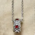 French vintage copper alloy red gemstone rutong pendant necklace, elegant niche fashion jewelry. - Silver with Red Gems