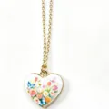 Süße Blumen-Herz-Öltropfen-Halskette mit Goldkette, filigrane Schlüsselbeinkette Damen. - Frische Blumen