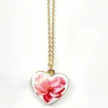 Goldfarbene Herz Blume Halskette, süßer Emaille Anhänger Schlüsselbein Kette für Damen. - Rose