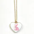 Süße rosa Kaninchen Herz Emaille Halskette goldene Schlüsselbeinkette Mode Schmuck Geschenk - Kaninchen