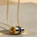 Blauwe Zirkonia Cilinder Kraal Hanger Ketting Delicate Goud Keten Mode Sieraad Variant - Blauwe strass