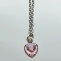 Rosa Herz Anhänger Halskette, süßer Stil Silber Kette Halskette für Damen Mode Schmuck - Rosa Silber