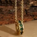 Chic pendentif collier anneau entrelacé strass vert doré, variante de bijoux élégants sku - Vert