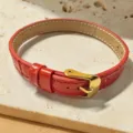 Red leather watch strap replacement DIY fashion accessory with gold pin buckle stylish - Bracelet Only / Red