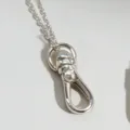 Silver metal clasp keychain pendant necklace stylish everyday fashion jewelry accessory. - Silver Round Keychain Necklaces