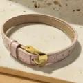 Pink leather strap bracelet replacement band with gold buckle chic fashion accessory - Bracelet Only / Pink